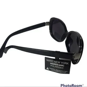 Marc New York Black Polarized Sunglasses | NWT Marc Jacobs MARC 694/G/S 08A 9O Sunglasses Black Grey - eye  main image 4